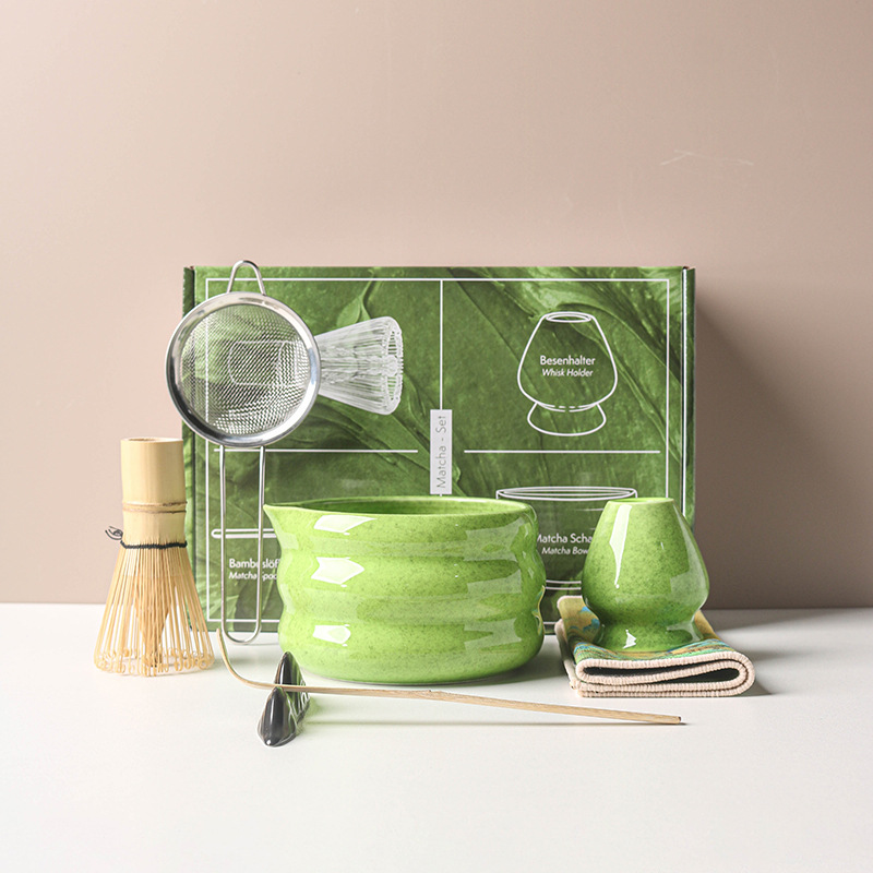 Bamboo Whisk Chasen - 4/7点セット 日本抹茶セット 抹茶茶碗 口付き 宋代茶道具 抹茶泡立て器スタンド