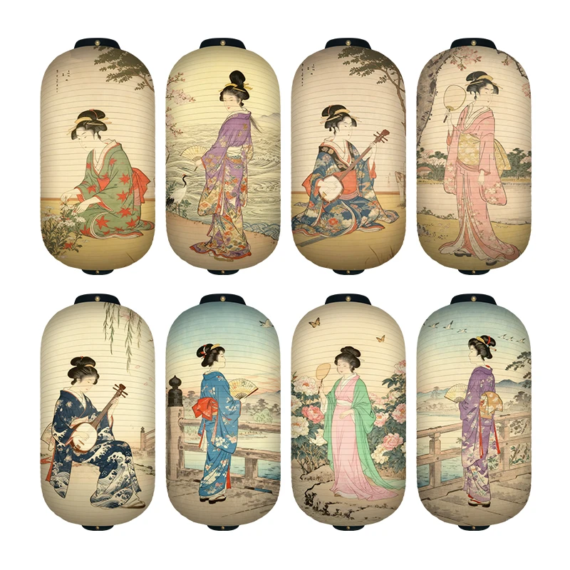 Japanese Lantern Paper - 1PC 日本宮廷婦人柄紙提灯浮世絵風寿司レストラン居酒屋料理店フェスティバルパーティー装飾