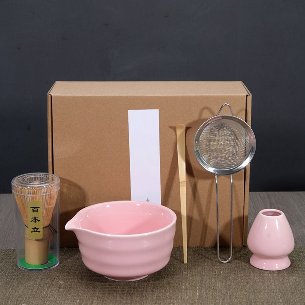 Bamboo Whisk Chasen - 新しい竹製セラミック抹茶茶器セット（注ぎ口付き）、食品グレード抹茶泡立て器セット、再利用可能で安全な日本製茶筅