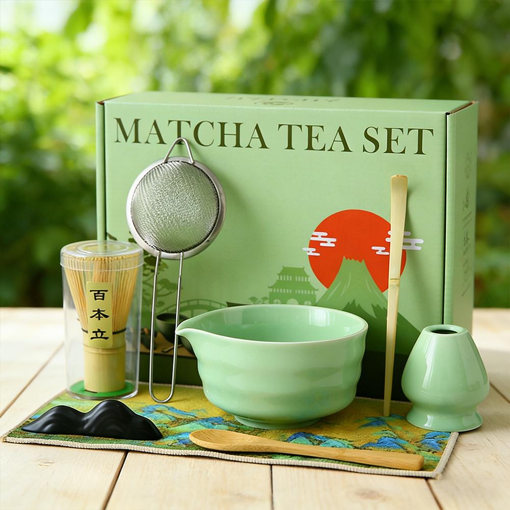 本格的な日本抹茶茶器セット、陶器抹茶茶碗、竹製抹茶泡立て器、 - Bamboo Whisk Chasen のレビューと価格