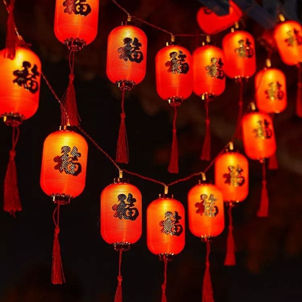 伝統的な中国風のLEDライトストリング,fu文字,装飾,春の - Japanese Lantern Paper のレビューと価格