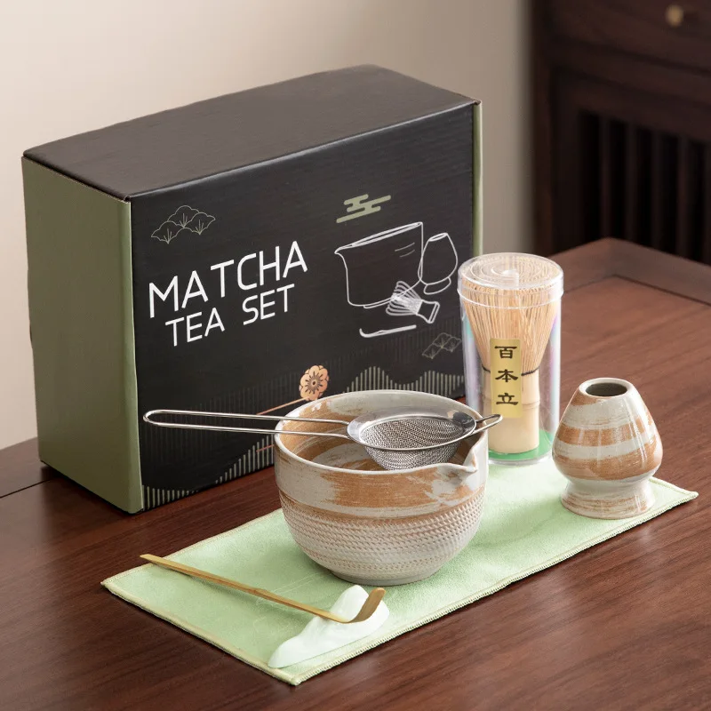 5/7個 ​ 日本の素朴な陶器製抹茶セット、伝統的な陶器の茶 - Bamboo Whisk Chasen のレビューと価格