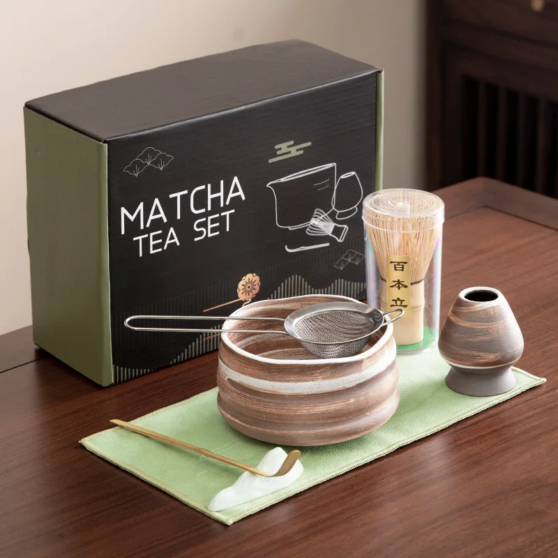5/7個 ​ 日本の素朴な陶器製抹茶セット、伝統的な陶器の茶 - Bamboo Whisk Chasen のレビューと価格