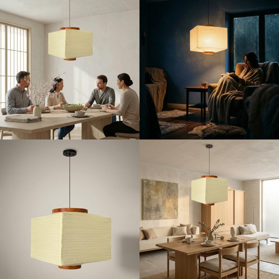 ペーパーランタンランプ和風ペンダントライト - オフホワイト - Japanese Lantern Paper のレビューと価格
