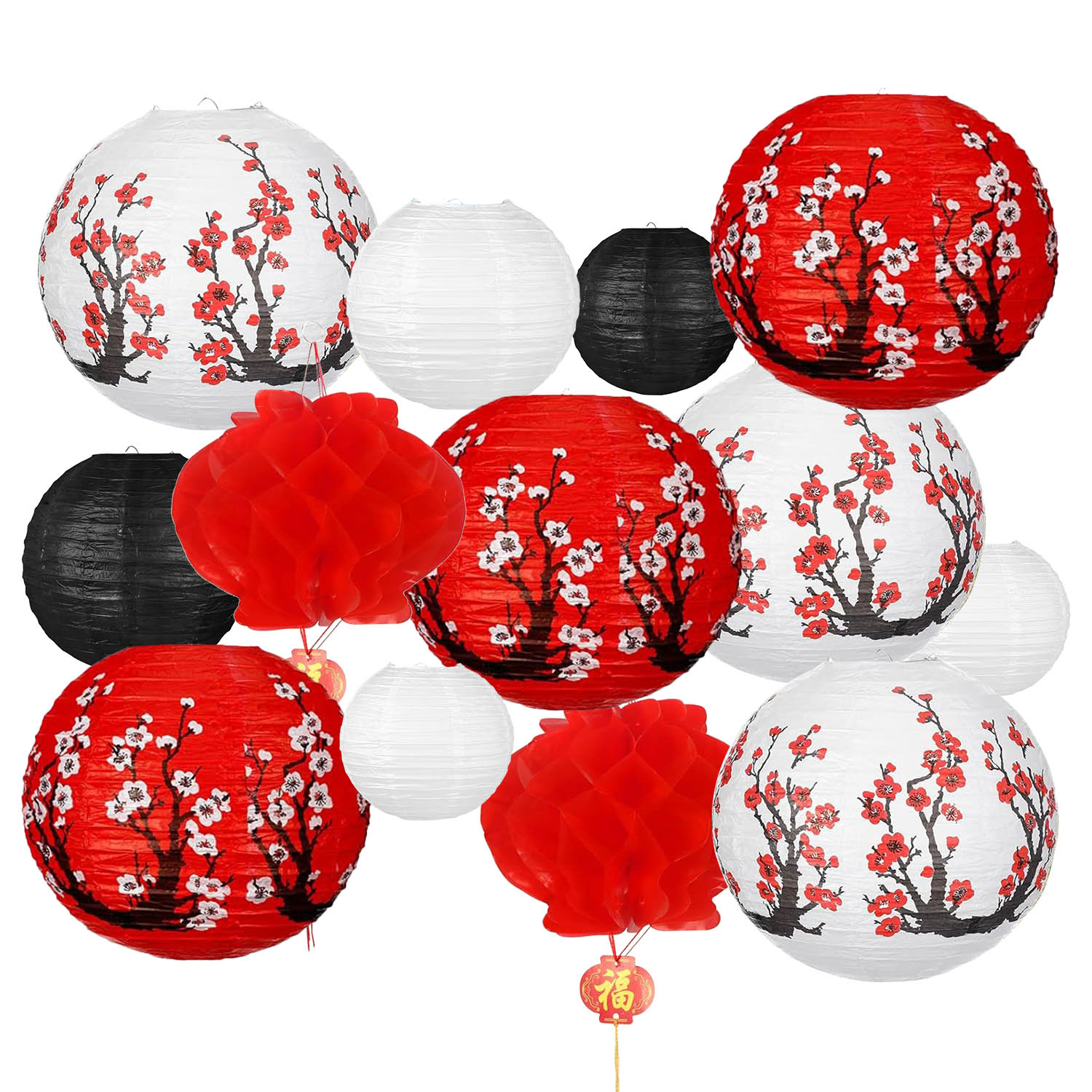 中国の日本の吊り提灯 桜付き - ラウンド 結婚式、誕生日、 - Japanese Lantern Paper のレビューと価格